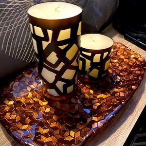 Vase, bowl, trinket dish, plat and candles